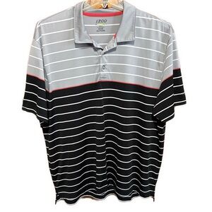 Men’s 2XL IZOD Performance Golf Polo Shirt in Gray & Black with White Stripes